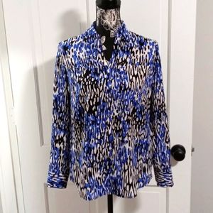 💙Talbots Nantucket💙 - Blue/Black Animal Print L/S Button Down
